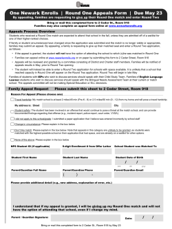 One Newark Enrolls | Round One Appeals Form