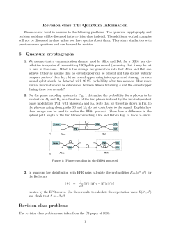 Revision class TT: Quantum Information 6 Quantum cryptography