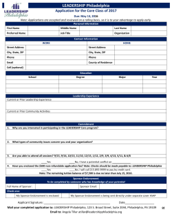LEADERSHIP Philadelphia Application for the Core Class of 2017