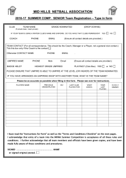 SENIOR Team Registration, Info and Checklist - MHNA