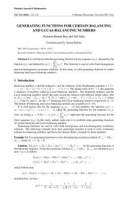 generating functions for certain balancing and lucas