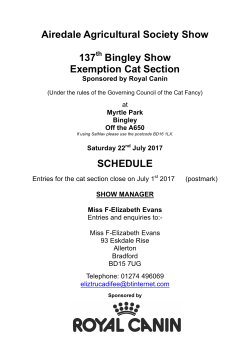 Airedale Agricultural Society Show 137 Bingley Show Exemption