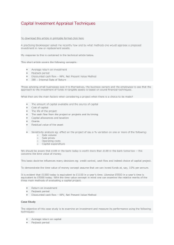 Capital Investment Appraisal Techniques