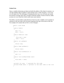 Linked Lists Since a variable referencing an object just holds the