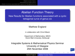 Abelian Function Theory - New Results for