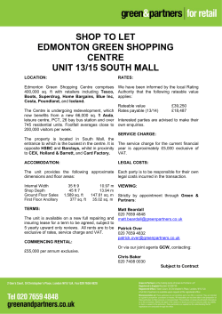 shop to let edmonton green shopping centre unit 13/15 south mall