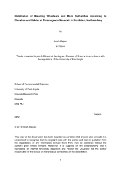 Distribution of Breeding Wheatears and Rock Nuthatches According