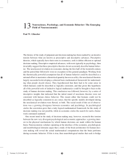 Neuroscience, Psychology, and Economic Behavior: The Emerging