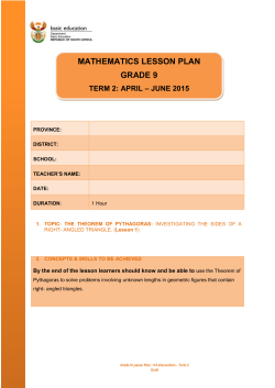 25 THE THEOREM OF PYTHAGORAS Term 2 Lesson 1 Grade 9