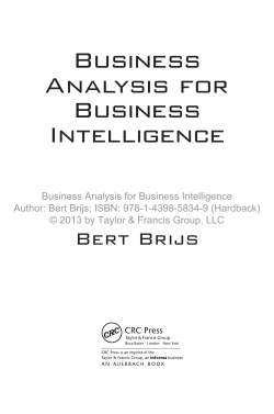 Business Analysis for Business Intelligence