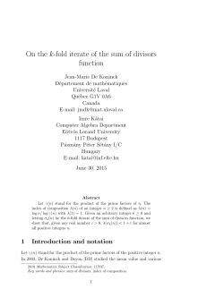 On the k-fold iterate of the sum of divisors function - Jean