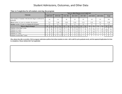 Student Admissions, Outcomes, and Other Data