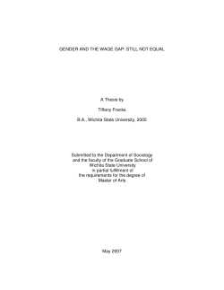 GENDER AND THE WAGE GAP: STILL NOT EQUAL