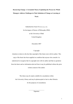 1 Resourcing Change: A Grounded Theory