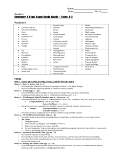 Semester 1 Final Exam Study Guide