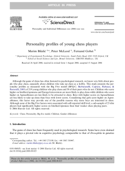 Personality profiles of young chess players