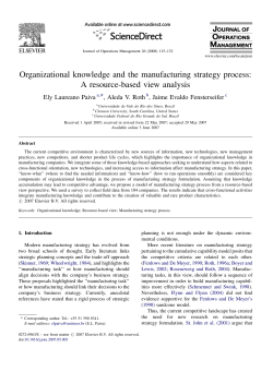 Organizational knowledge and the manufacturing strategy process