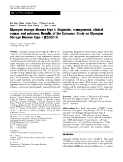 Glycogen storage disease type I: diagnosis, management, clinical