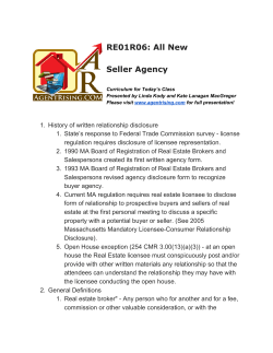 RE01R06: All New Seller Agency - The Massachusetts Association