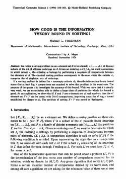 Michael L Xn) be an n element set. e define a sortiq~ problem 011