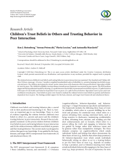 Children`s Trust Beliefs in Others and Trusting Behavior in Peer