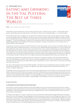 Eating and Drinking in the Val Pusteria: The Best of Three Worlds