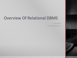 Overview Of Relational DBMS