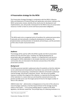 A Preservation strategy for the NFSA