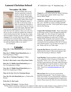 11/30 Wednesday Note - Lamont Christian School