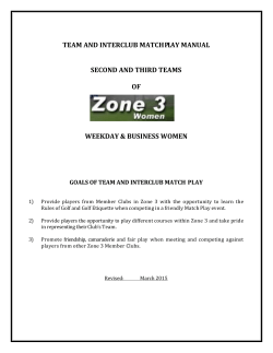 TEAM AND INTERCLUB MATCH PLAY MANUAL SECOND AND