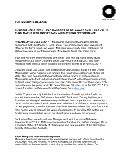 for immediate release christopher s. beck, lead