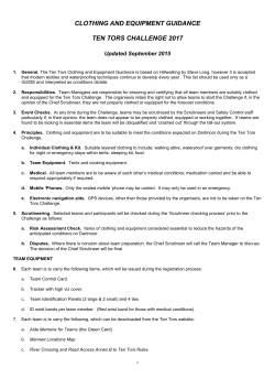 clothing and equipment guidance ten tors challenge 2017