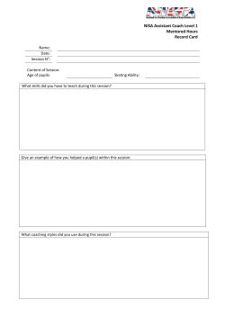 NISA Assistant Coach Level 1 Mentored Hours Record Card