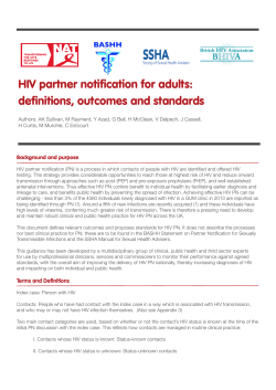 HIV partner notification for adults: definitions, outcomes and standards