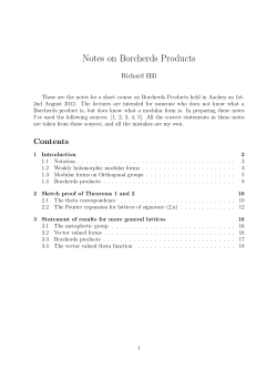 Notes on Borcherds Products