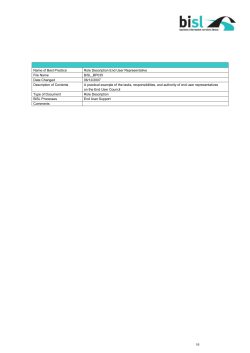 1 End User Representative Tasks, Responsibilities, and Authority