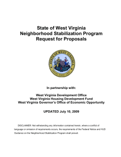 State of West Virginia Neighborhood Stabilization Program