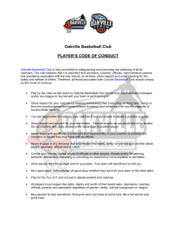 Oakville Basketball Club PLAYER`S CODE OF CONDUCT