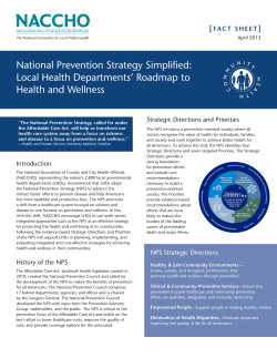 National Prevention Strategy Simplified: Local