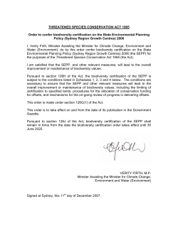 Order to confer biodiversity certification on the State Environmental