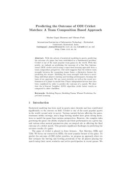 Predicting the Outcome of ODI Cricket Matches: A Team