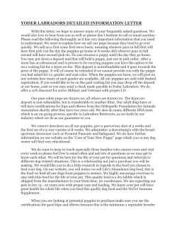 our Detailed Information letter