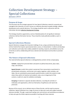 Collection Development Strategy &ndash; Special