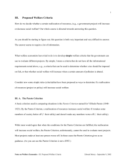 III. Proposed Welfare Criteria