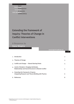Extending the Framework of Inquiry: Theories of Change in Conflict