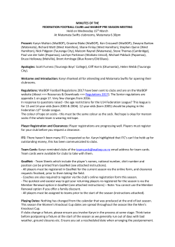 MINUTES OF THE FEDERATION FOOTBALL CLUBS and WAIBOP