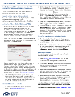 Toronto Public Library - User Guide for eBooks on Kobo Aura, Glo