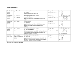 significance tests summary chart