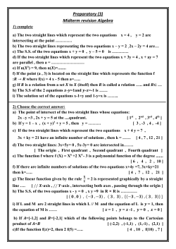 Preparatory (3) Midterm revision Algebra 1) complete a) The two