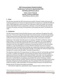 TCS Policy and Process - IEEE Communications Society